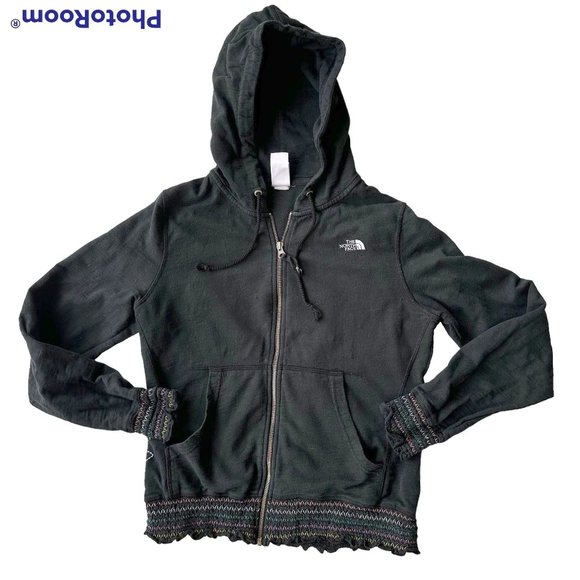 Vintage The North Face Women's Hooded Jacket Large Black Zip Embroidered… - Picture 5 of 12